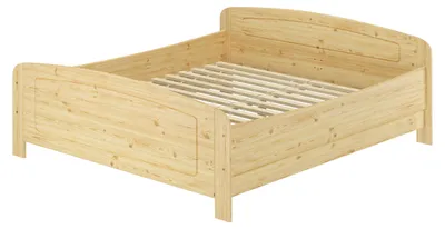Produktbild von Seniorenbett extra hoch 180x200 Doppelbett Holzbett Massivholz Kiefer Zubehör wählbar V-60.44-18Rollrost und Matratze inkl.