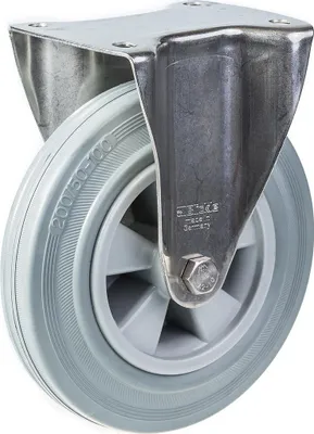 Produktbild von 200mm 8" Edelstahlrollen grau Gummi, feststehend, 205kg
