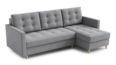 Produktbild von AX LIVING Kleine Couch L Form Nesbit 224cm Grau mit Schlaffunktion&Bettkasten