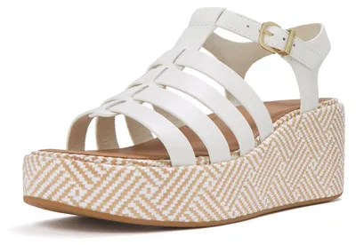 Zdjęcie produktu dla FITFLOP – sandały typu fisherman z platformą, ze skóry o splocie graficznym, model Graphic-Weave, kolor biały, rozmiar 42