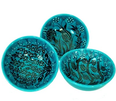 Produktbild von Orientalische Schüssel, Schale, Müslischale Ø 16cm, Handbemalt, Türkis, Keramik, 6*16*16 cm, Schalen, Schüsseln
