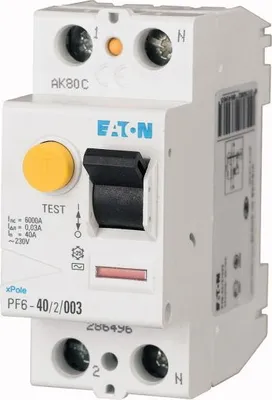 Produktbild von PF6-40/2/003-A FI-Schutzschalter (RCD) 6kA 40A 2P 30mA Typ A 112924 EATON