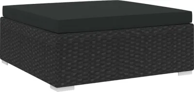 Image de Tabouret de pied modulaire 1 pce avec coussin Poly-Rotin Noir