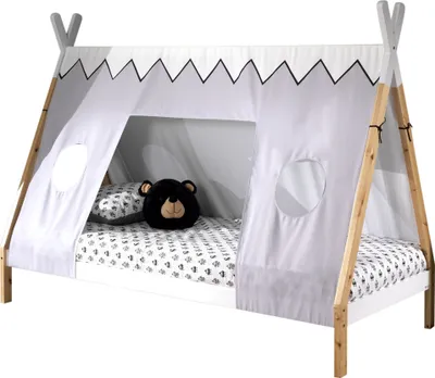 Produktbild von Hausbett >TIPI< in Weiß/Kiefer natur aus Massive Kiefer - 206x158,2x98cm (BxHxT)