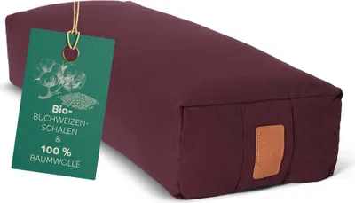 Produktbild von #DoYourYoga Yoga-Bolster Paravati - gefüllt mit -Buchweizenschalen - 67x22x13cm - Bordeaux