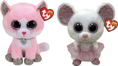 Produktbild von Ty - Stofftiere - Beanie Buddy - Fiona Pink Cat & Nina Mouse