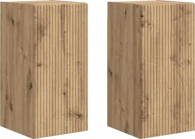 Produktbild von TV-Wandschrank 2 stk. Kunsthandwerk Eiche Holzwerkstoff