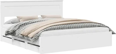 Obrázek produktu pro Rám postele se zásuvkou Bílá 200 x 200 cm Inženýrské dřevo