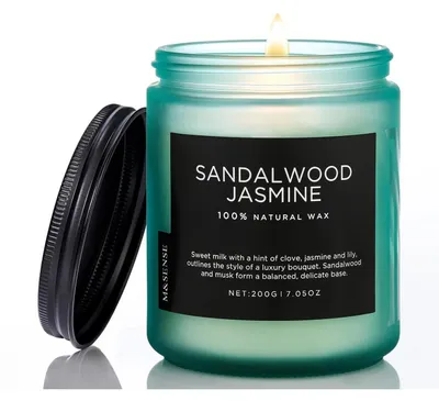 Produktbild von Duftkerze im Glas Jasmin & Sandelholz 200g Sojawachs 50h Brenndauer