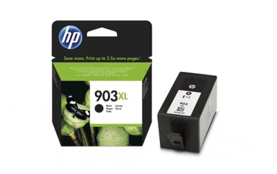 An HP ink cartridge and its packaging are shown against a white background.