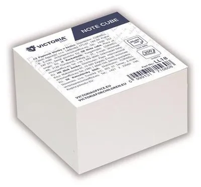Obrázek produktu pro Papírové bločky v kostce, 85 x 85 x 50 mm, 350 listů, nelepené, VICTORIA OFFICE