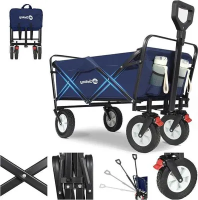 Produktbild von Famanu Faltbarer Transportwagen mit Gummirädern 200 kg - Blau