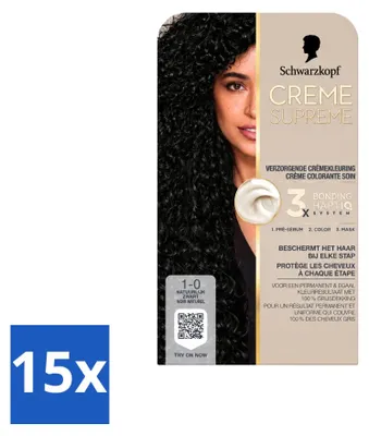 Imagen del producto de 15 unidades de Schwarzkopf Creme Supreme 1-0, color natural, 245g. Paquete económico