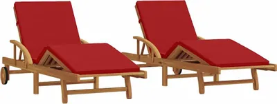 Obrázek produktu pro vidaXL Lehátko 2 ks červené 200 x 67 x 84 cm akátové masivní dřevo