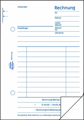 Zdjęcie produktu dla Faktura Avery Zweckform® 706 706, DIN A6, dziurkowana, 2 x 50 arkuszy, biała