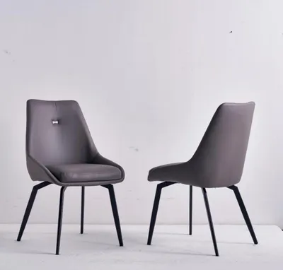 Produktbild von Moderner Grauer Stuhl Esszimmer Holz Metallstühle Designer Lehnstühle