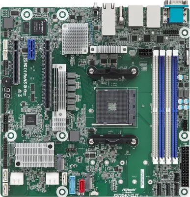 Produktbild von Asrock X570D4U-2L2T/BCM, AMD, Sockel AM4, AMD Ryzen™ 3, AMD Ryzen™ 5, DDR4-SDRAM, 32 GB, DIMM