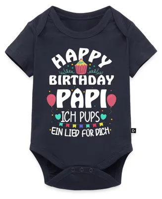 Produktbild von Spreadshirt Geburtstag Papa Ich Pups Ein Lied Für Dich Kurzarm Tages Baby Body, 92 (1,5 - 2 Jahre), Navy