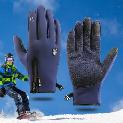 Produktbild von Skihandschuh Touch Screen Winddicht Thermal Outdoor Men Women Wasserdicht Sporthandschuhe, Blau, Größe M