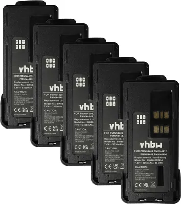 Produktbild von vhbw 5x Akku Ersatz für Motorola PMNN4490B, PMNN4491, PMNN4490, PMNN4490A für Funkgerät, Walkie Talkie (3350 mAh, 7,4 V, Li-Ion) + Gürtelclip