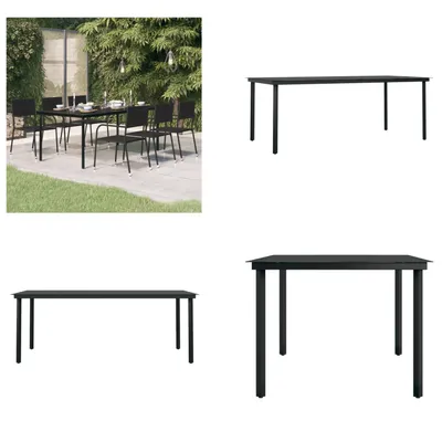 Obrázok produktu pre vidaXL Záhradný jedálenský stôl čierny 200x100x74 cm oceľ a sklo - Záhradný jedálenský stôl - Vonkajší jedálenský stôl - Jedálenský stôl na terasu