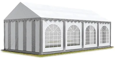 Immagine prodotto di TOOLPORT 4x8 m Tendone per feste PREMIUM PVC ritardante di fiamma - grigio-bianco 100% impermeabile Tendone da esterno Tenda party