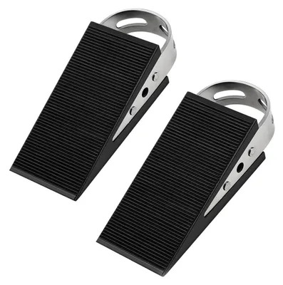 Image de Butées de porte, lot de 2, cales antidérapantes en caoutchouc, cale antidérapante en caoutchouc avec fixations en acier inoxydable, butée de porte antidérapante pour l'intérieur, adaptée à tous les types de sols, aux portes lourdes et aux portes vitrées.