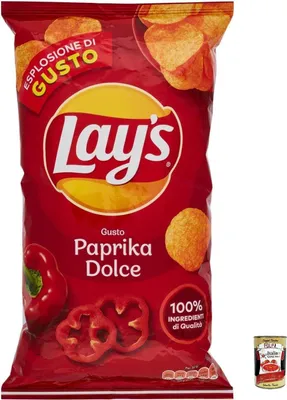 Produktbild von 12x Lay's Paprika Dolce Süße Paprika Chips Patatine Kartoffelchips gesalzen 133g Kartoffel chips + Italian Gourmet Polpa 400g
