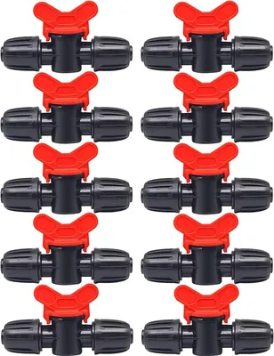 Produktbild von Tropfbewässerung Set Tropfsystem Schlauchverbinder - 10 Stück - 16 mm - 1/2 Zoll - Widerhaken-Kugelhahn