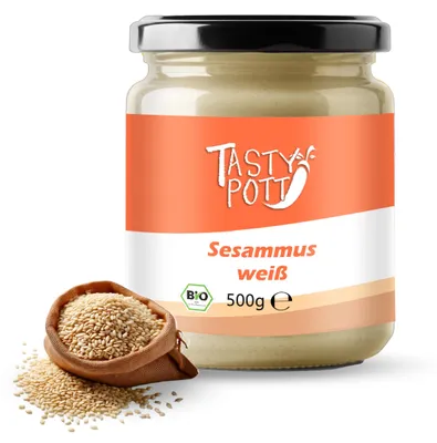 Produktbild von Tasty Pott  Sesammus weiß - Tahin - 500g Glas