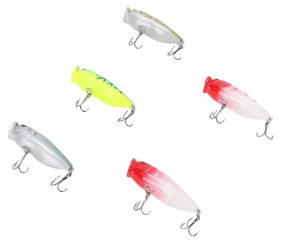 Zdjęcie produktu dla 5 szt. plastikowych przynęt typu popper – realistyczne przynęty twarde na okonie i tilapie, do łowienia w wodach słonych i słodkich, 6,5 cm, 9 g