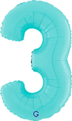 Produktbild von Riesenzahl Folienballon 26"/66cm | Pastel Blue Zahl: 3