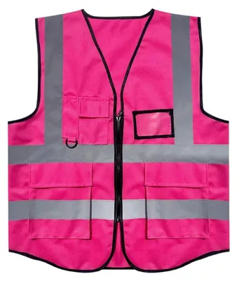 Produktbild von Warnweste Pink für Erwachsene mit Taschen und Reißverschluss