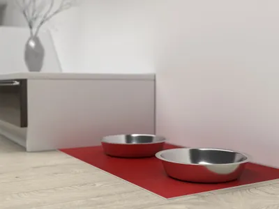 Produktbild von Primaflor Napfunterlage EXPOPET - Rot - 50x30cm - wasserdichte Futtermatte für Hunde & Katzen