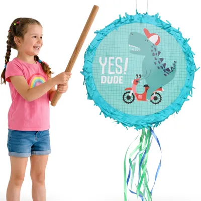 Produktbild von Türkise Dinosaurier-Piñata zum Geburtstag, für Kinder, 30 x 8 cm
