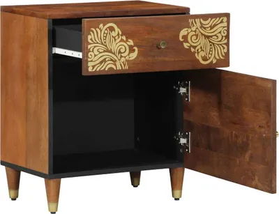 Immagine prodotto di Comodino con ante vidaXL, marrone miele, 50 x 33 x 60 cm, legno massello di mango