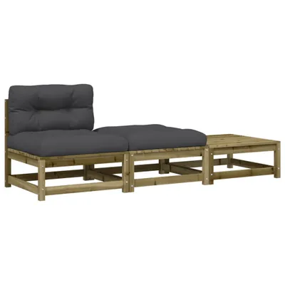 Image de vidaXL Canapé de jardin sans accoudoirs avec coussins et tabourets