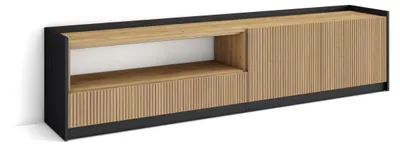 Immagine prodotto di Mobile TV Soggiorno, Ampio spazio a disposizione, 207x37x50 cm, Per TV fino a 80", Mobile Soggiorno, Stile moderno, Rovere e nero