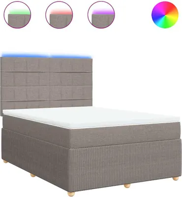 Image de vidaXL Lit boxspring avec matelas Taupe 160x200 cm Tissu