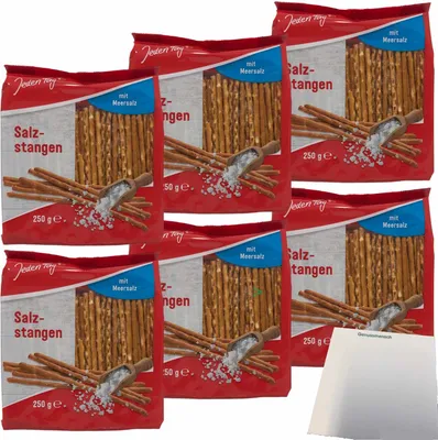 Produktbild von Jeden Tag Salzstangen mit Meersalz 6er Pack (6x250g Packung) & usy Block