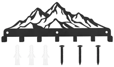 Produktbild von Wandmontierter Schlüsselhaken, schwarz, Metall, mit 7 Haken