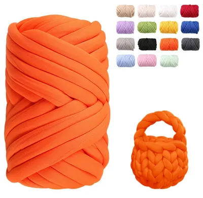 Obrázok produktu pre Vlnené priadze na pletenie, Chenille, 500 g, 25 m, hrubá, oranžová