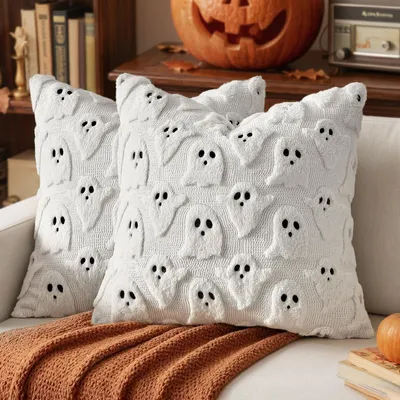 Immagine prodotto di Omgoods - Set di 2 federe per cuscini a tema Halloween, 50x50 cm