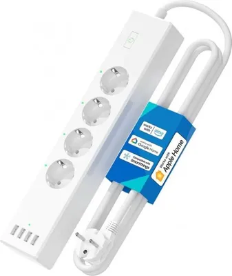 Zdjęcie produktu dla Meross MSS425FHK EU, 4 x gniazdo sieciowe, Przewodowy i Bezprzewodowy, Biały, 4000 W, 16 A