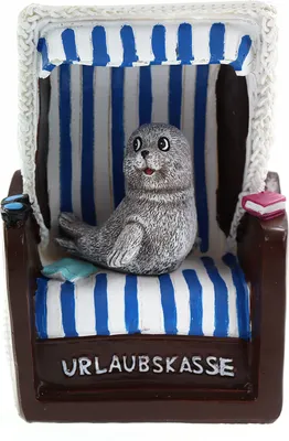 Produktbild von Spardose - Strandkorb mit Seehund - Sparbüchse Urlaub Reisekasse Urlaubskasse Sparschwein Geldgeschenk 9x8x14 cm
