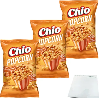 Produktbild von Chio Ready Made Popcorn Toffee Karamell 3er Pack (3x120g Packung) + usy Block