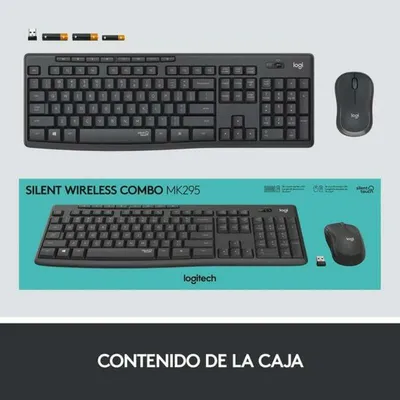 Obrázek produktu pro Logitech MK295 Silent, Plná velikost (100 %), Kabel, RF bezdrátový, QWERTY, Bílá, Obsahuje myš