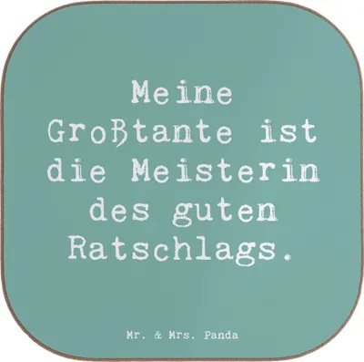 Produktbild von Mr. & Mrs. Panda Holzuntersetzer Spruch Großtante Ratschlag - Meeresbrise - Geschenk, gläseruntersetzer, Familienratgeber, emotionale Unterstützung, Tassen Untersetzer