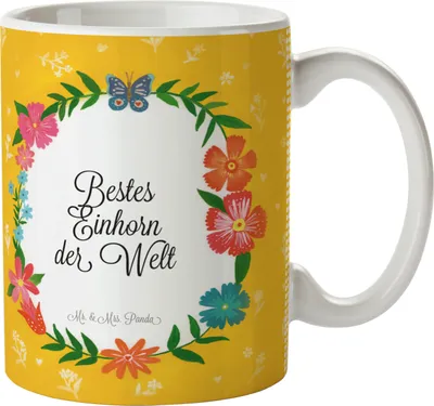 Produktbild von Mr. & Mrs. Panda Kaffeetasse Einhorn - Geschenk, Tasse, Teetasse, Regenbogen, Frühstücksbecher, für büro, Einhörner, Unicorn, Unicorns, Glitzer, Kaffeebecher