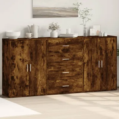 Obrázek produktu pro vidaXL Příborníky 3 ks. Kouřový dub 60x31x84 cm Materiál na bázi dřeva